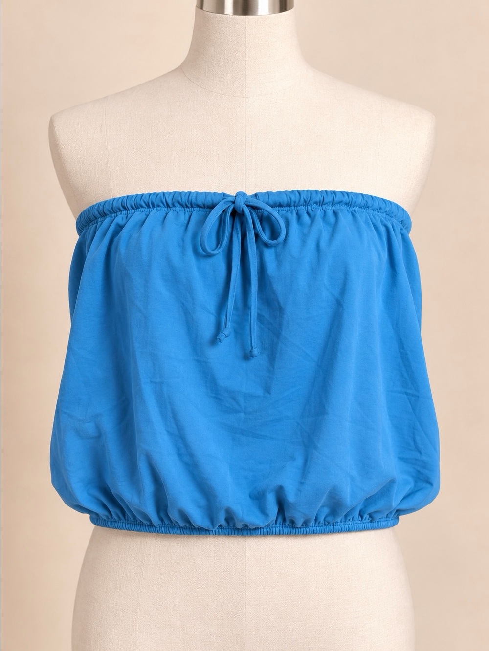 Halara Blue Drawstring Strapless Tube Top Bandeau Size Large NWT
